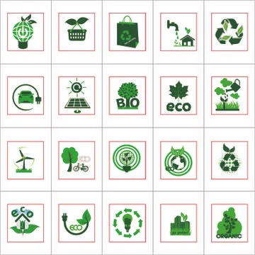Vector Creative Illustration Set of eco friendly and organic labels icon. Stock Illustration