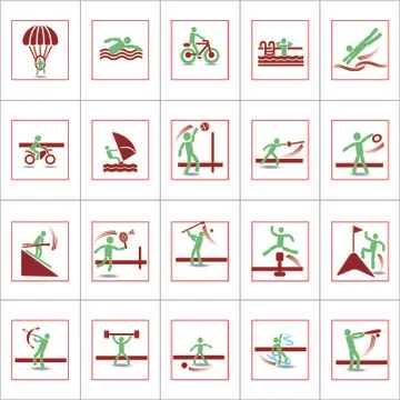 Vector Creative Illustration Set of sport people icons in flat design. Stock Illustration