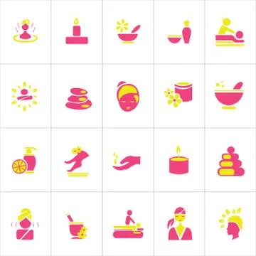 Vector Creative Illustration Spa icons set. Stock Illustration