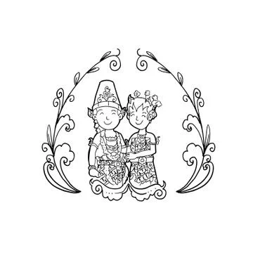 Vector Creative Illustration Sunda Wedding couple. Stock Illustration