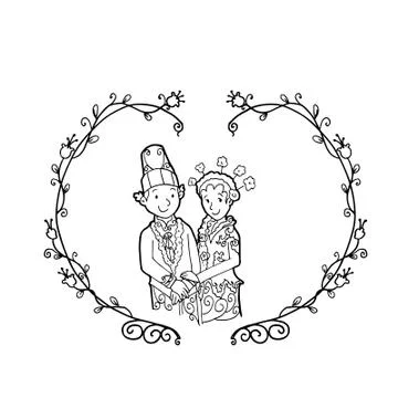 Vector Creative Illustration Sunda Wedding couple. Stock Illustration