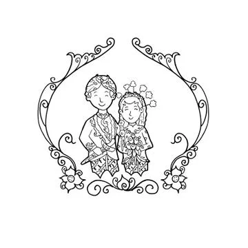 Vector Creative Illustration Sunda Wedding couple. Stock Illustration