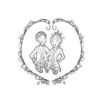 Vector Creative Illustration Sunda Wedding couple. Stock Illustration