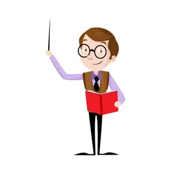 Vector Creative Illustration Teacher, Flat design people characters. Stock Illustration