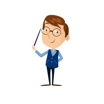 Vector Creative Illustration Teacher, Flat design people characters. Stock Illustration
