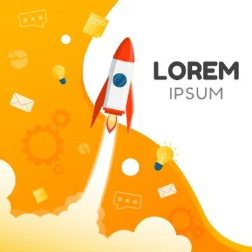 Vector creative illustration of thinking or  business startup banner with roc Stock Illustration