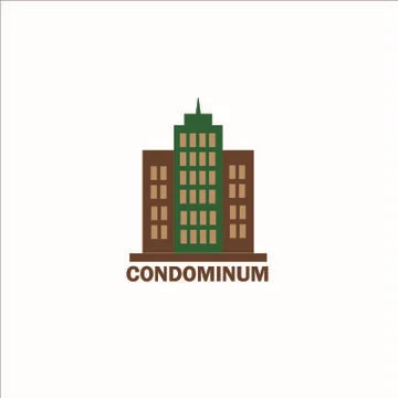 Vector Creative Logo Condominimum Modern office building in cartoon flat styl Stock Illustration