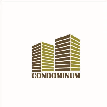 Vector Creative Logo Condominimum Modern office building in cartoon flat styl Stock Illustration