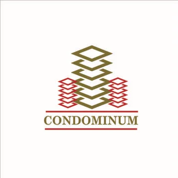 Vector Creative Logo Condominimum Modern office building in cartoon flat styl Stock Illustration