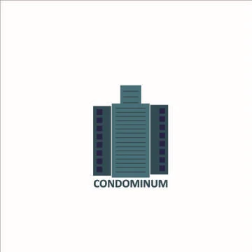 Vector Creative Logo Condominimum Modern office building in cartoon flat styl Stock Illustration