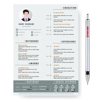 Vector creative minimalist cv resume template with two pages. Stock Illustration