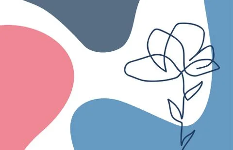 Vector creative monoline flower with abstract background in minimal trendy style Stock Illustration