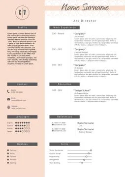 Vector creative resume template. Minimalist style. CV infographic elements Stock Illustration