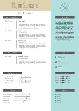 Vector creative resume template. Minimalist style. CV infographic elements Stock Illustration