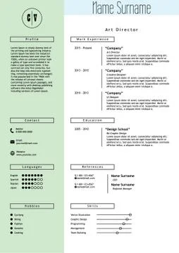 Vector creative resume template. Minimalist style. CV infographic elements Stock Illustration