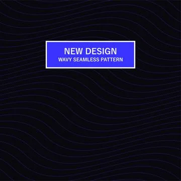 Vector creative seamless striped wave pattern. Dark endless curve texture. Black Stock Illustration