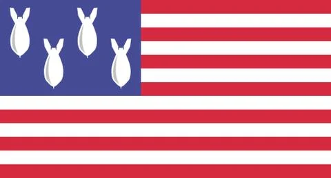 Vector. Creative USA flag with bombs instead of stars. Stock Illustration