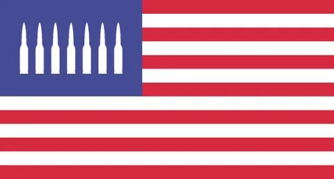 Vector. Creative USA flag with bullets instead of stars. Stock Illustration