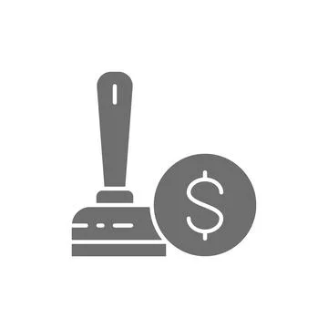 Vector credit approved, stamp, verification grey icon. Stock Illustration