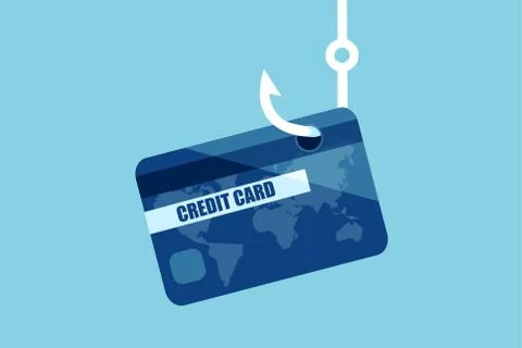 Vector of a credit or debit bank card on a fishing hook. Stock Illustration