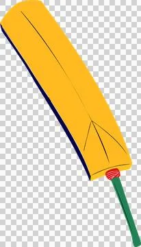 Vector cricket bat is floating on transparent background, showing yellow blade Stock Illustration