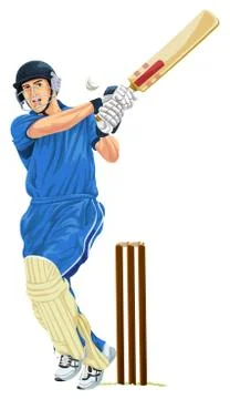 Vector of cricket batsmen playing shot. Stock Illustration