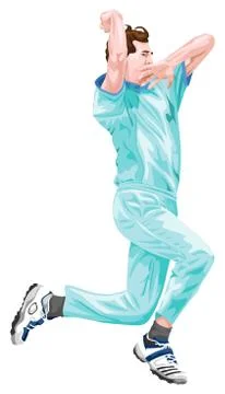 Vector of cricket bowler in action. 库存插图