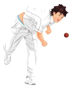 Vector of cricket bowler propelling the ball. Illustrazione stock