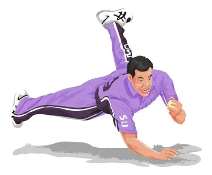 Vector of cricket fielder taking catch. Illustrazione stock