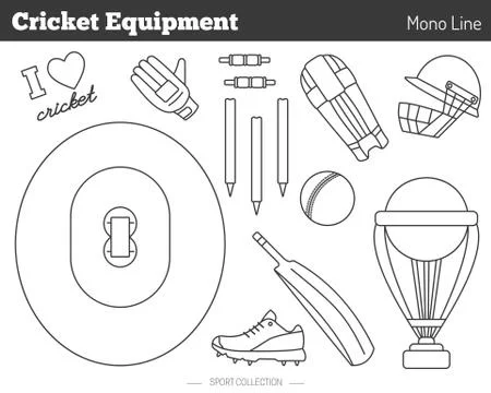 Vector cricket game design elements Stock Illustration
