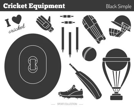 Vector cricket game design elements Stock Illustration