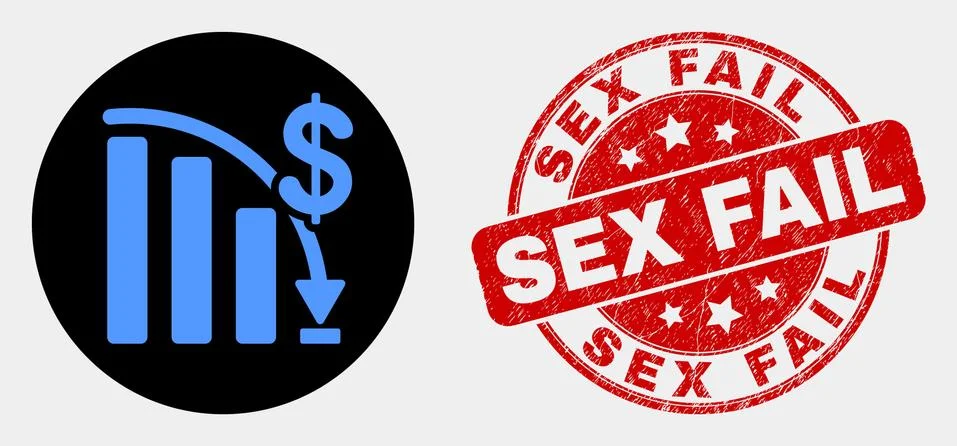 Vector Crisis Bar Chart Icon and Distress Sex Fail Watermark Stock Illustration