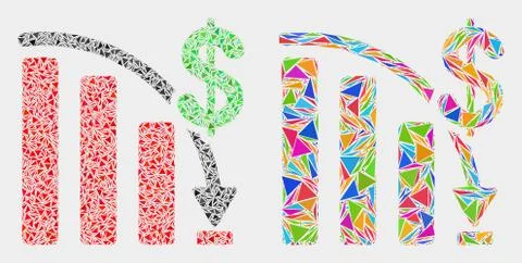 Vector Crisis Bar Chart Mosaic Icon of Triangle Elements 스톡 일러스트