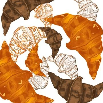 Vector croissant bread background Stock Illustration