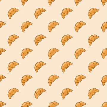 Vector croissant seamless background pattern Stock Illustration