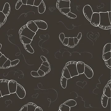 Vector croissants seamless pattern Stock Illustration