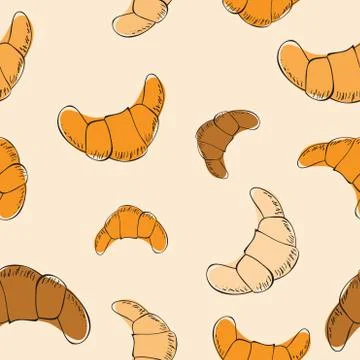 Vector croissants seamless pattern Illustrazione stock