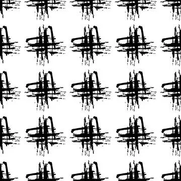 Vector Cross Brush Seamless Pattern Grange Minimalist Plus Geometric Design in Stock Illustration