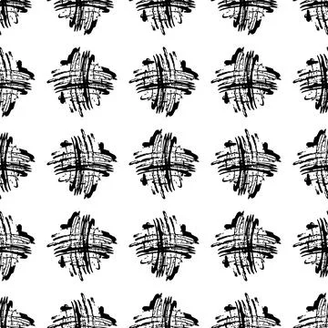 Vector Cross Brush Seamless Pattern Grange Minimalist Plus Geometric Design in Stock Illustration