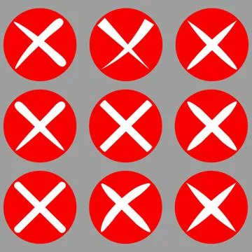 Vector cross check marks. Check in a white cross in a red circle No Stock Illustration