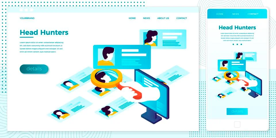 Vector cross platform illustration set, browser and mobile phone Stock Illustration