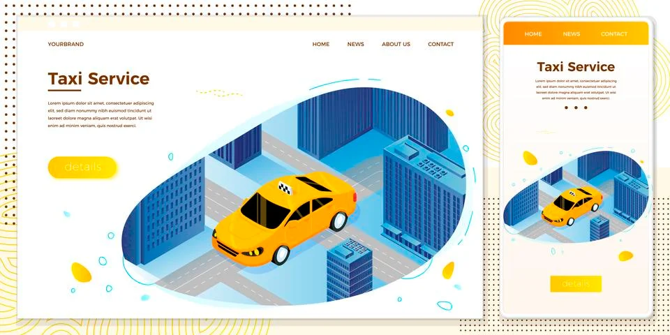 Vector cross platform illustration set - taxi cab riding for client Illustrazione stock