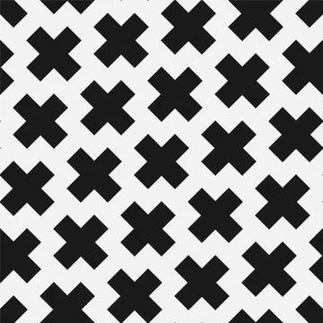 Vector cross seamless geometric pattern. Textile striped black and white texture イラスト素材