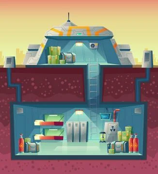 Vector cross section of nuclear shelter, laboratory イラスト素材