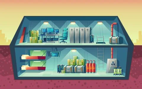 Vector cross section of secret scientific laboratory イラスト素材