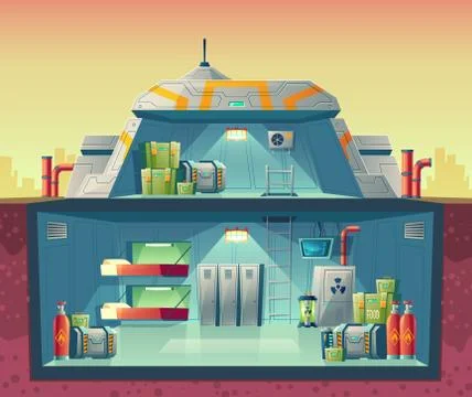 Vector cross section of secret scientific laboratory Illustrazione stock