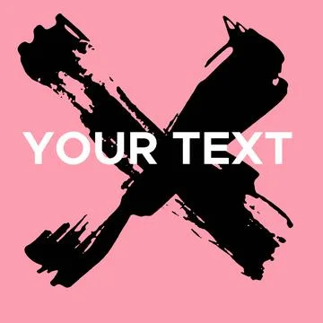 Vector Cross Shape on Pink. Black Cross Stamp. Icon, Logo, Banner Design. Stock Illustration