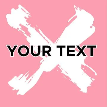 Vector Cross Shape on Pink. White Cross Stamp. Icon, Logo, Banner Design. Stock Illustration