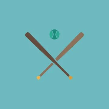 Vector crossed baseball bats and ball 库存插图