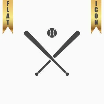 Vector crossed baseball bats and ball 库存插图